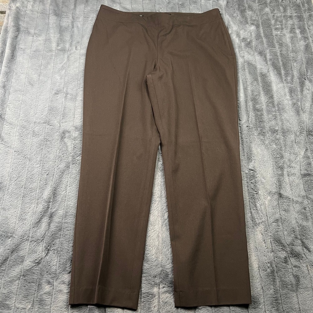 Talbots Heritage Fit Brown Straight Leg Side Zip Dress Pants Womens 16 MA804
